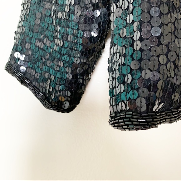 Vintage Silk Black Beaded Holiday Jacket Women’s Size Small - Picture 8 of 8